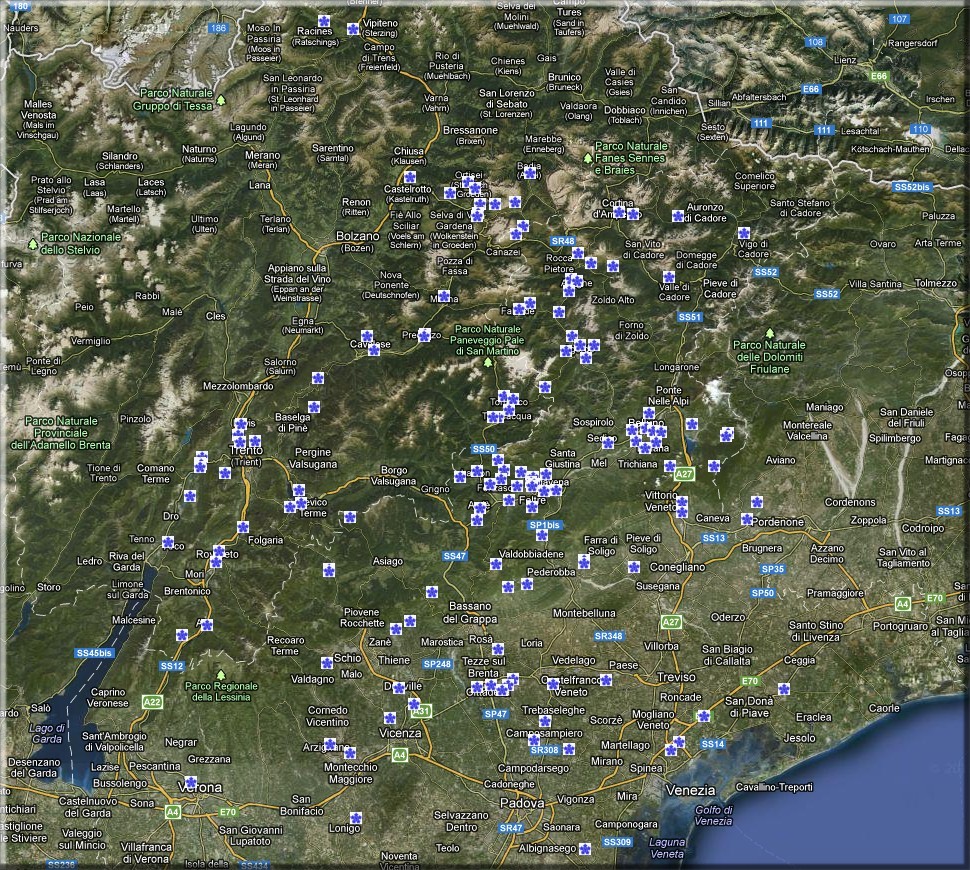 Mappa stazioni  Centrometeodolomiti