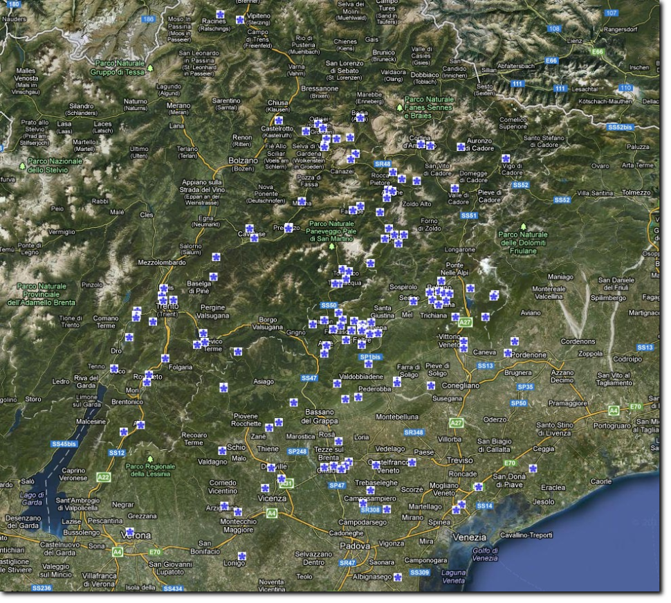 Mappa stazioni  Centrometeodolomiti
